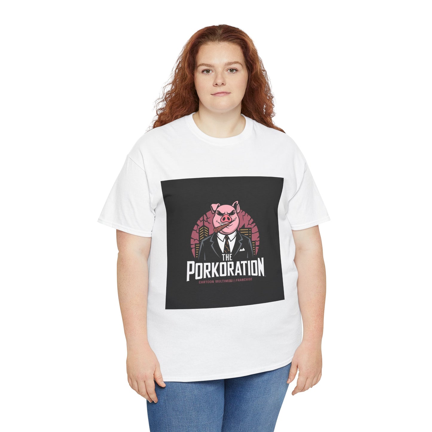 Porkoration Collection - Unisex Heavy Cotton Tee with 'The Porkoration' Design, Funny Graphic Tee, Pig Lover Gift, Casual Wear, Unique T-Shirt, Humor Apparel