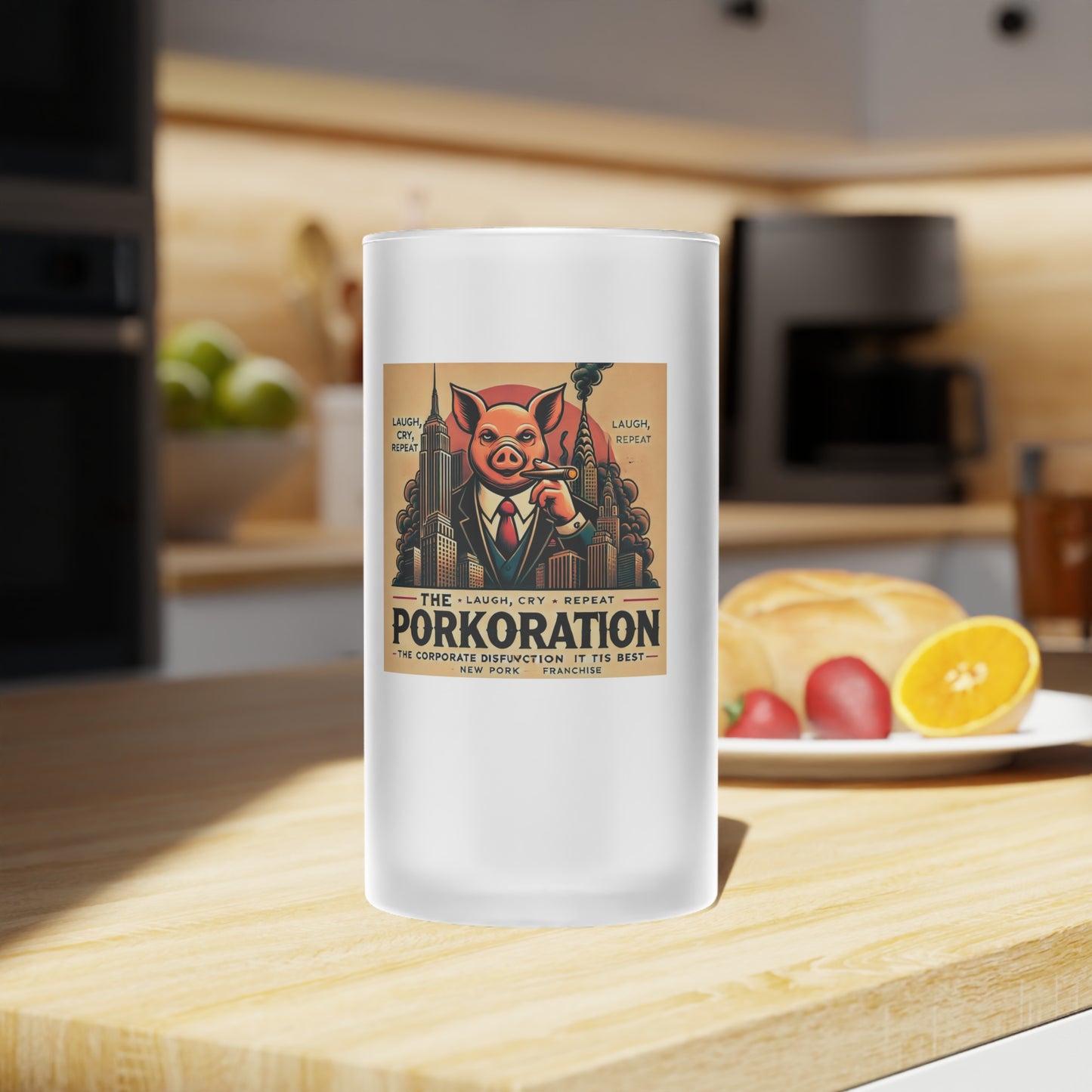 Porkoration Collection - Frosted Glass Beer Mug