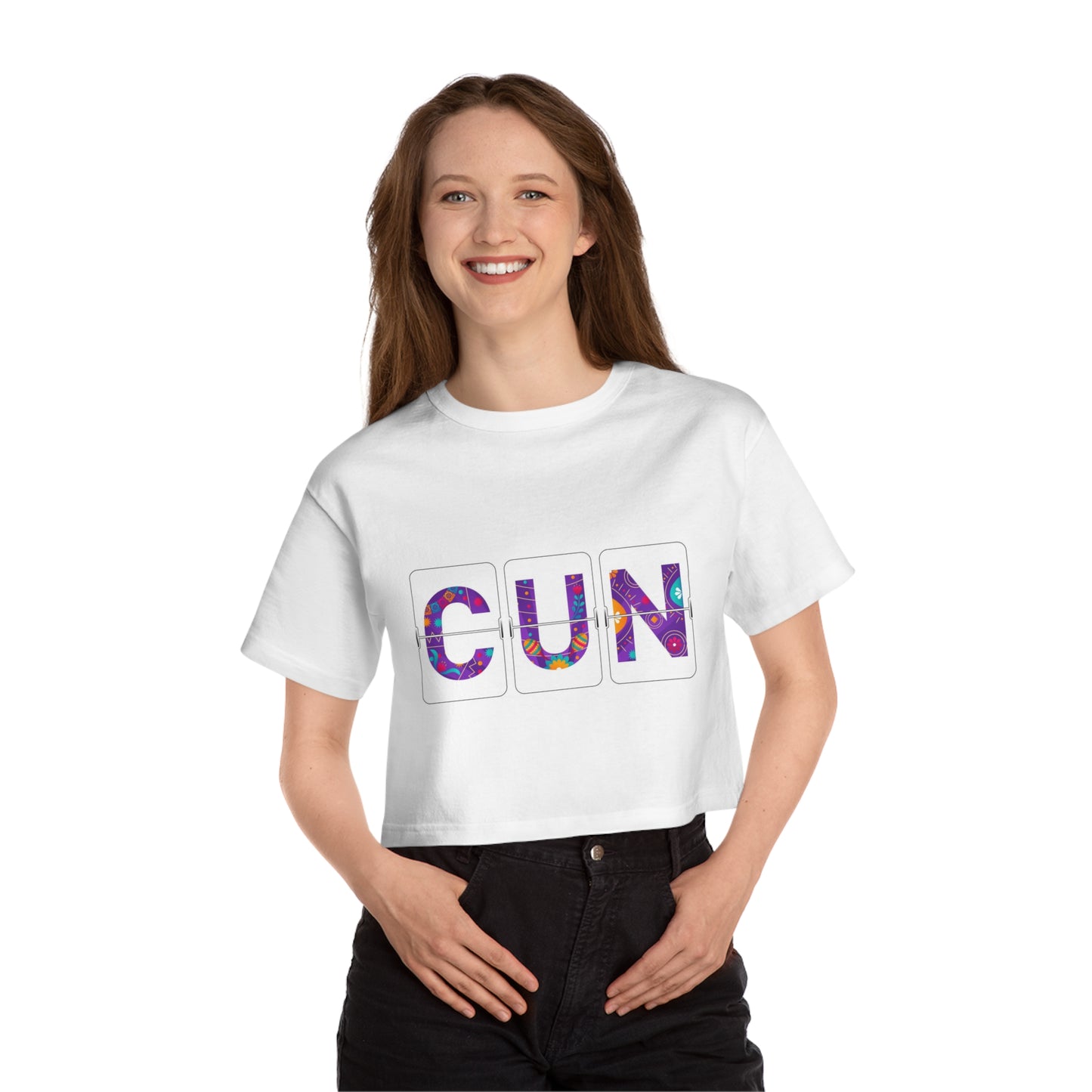 Airport Letters Codes Travel - CUN Cancun Mexico - Champion Women's Cropped T-Shirt - Fun Travel Memory