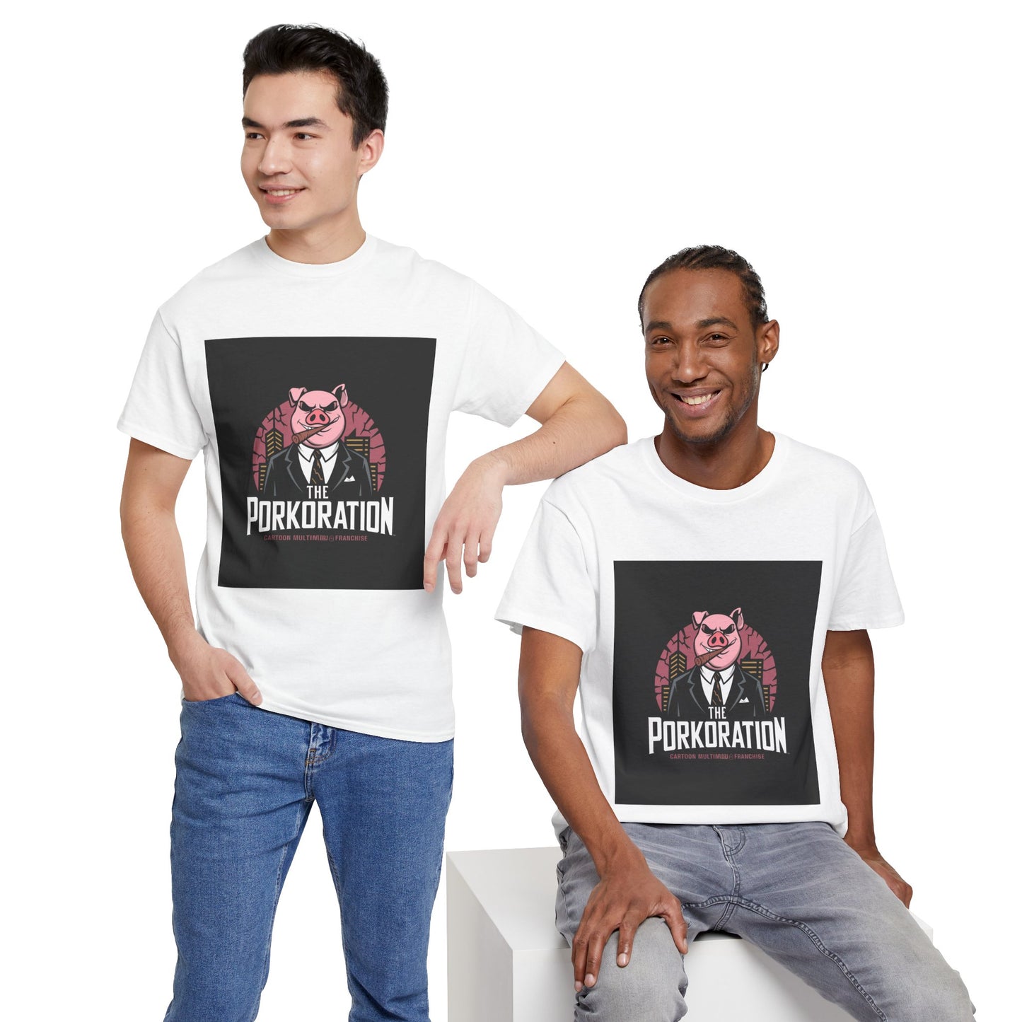 Porkoration Collection - Unisex Heavy Cotton Tee with 'The Porkoration' Design, Funny Graphic Tee, Pig Lover Gift, Casual Wear, Unique T-Shirt, Humor Apparel