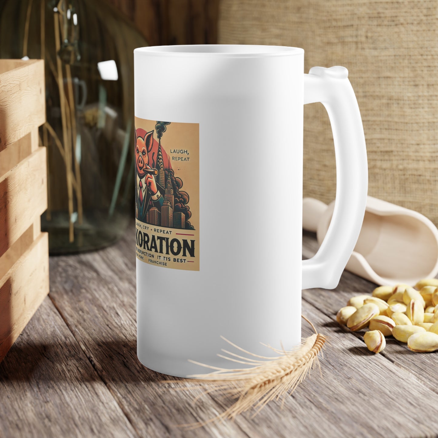 Porkoration Collection - Frosted Glass Beer Mug