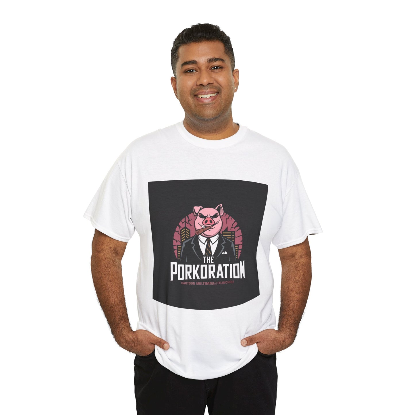 Porkoration Collection - Unisex Heavy Cotton Tee with 'The Porkoration' Design, Funny Graphic Tee, Pig Lover Gift, Casual Wear, Unique T-Shirt, Humor Apparel