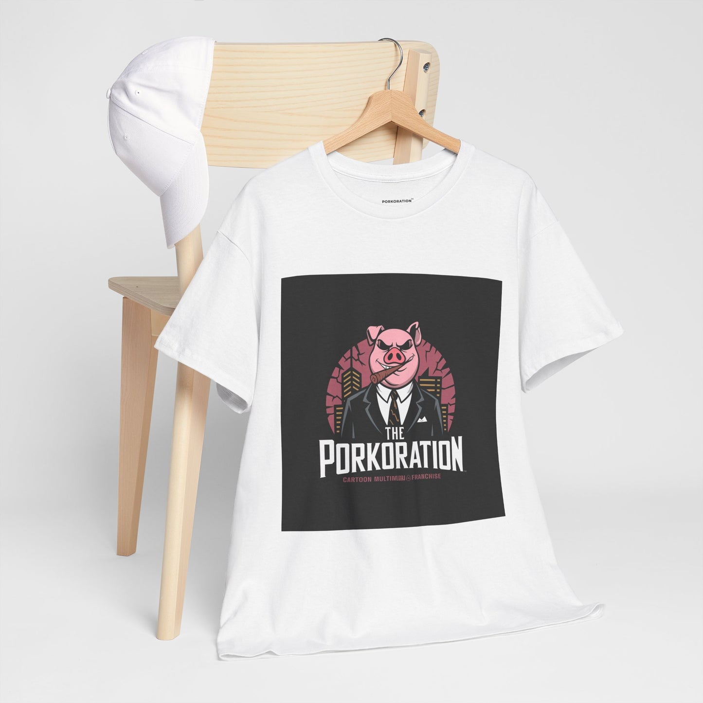Porkoration Collection - Unisex Heavy Cotton Tee with 'The Porkoration' Design, Funny Graphic Tee, Pig Lover Gift, Casual Wear, Unique T-Shirt, Humor Apparel