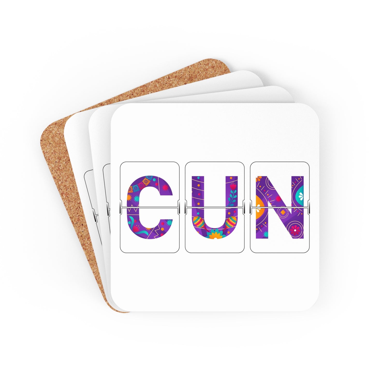 CUN - Cancun Three-Letter Code - Corkwood Coaster Set