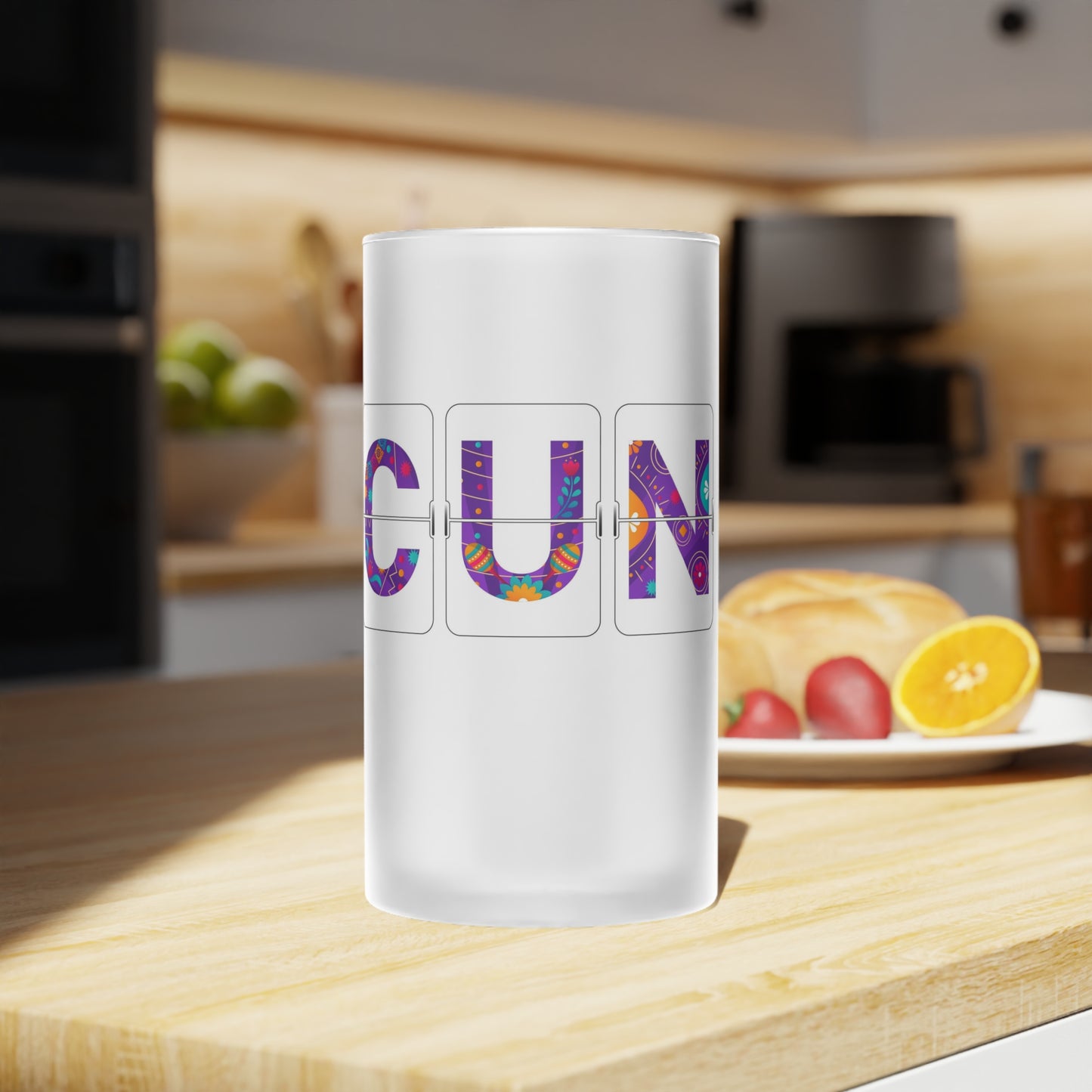CUN - Cancun Three-Letter Code - Frosted Glass Beer Mug