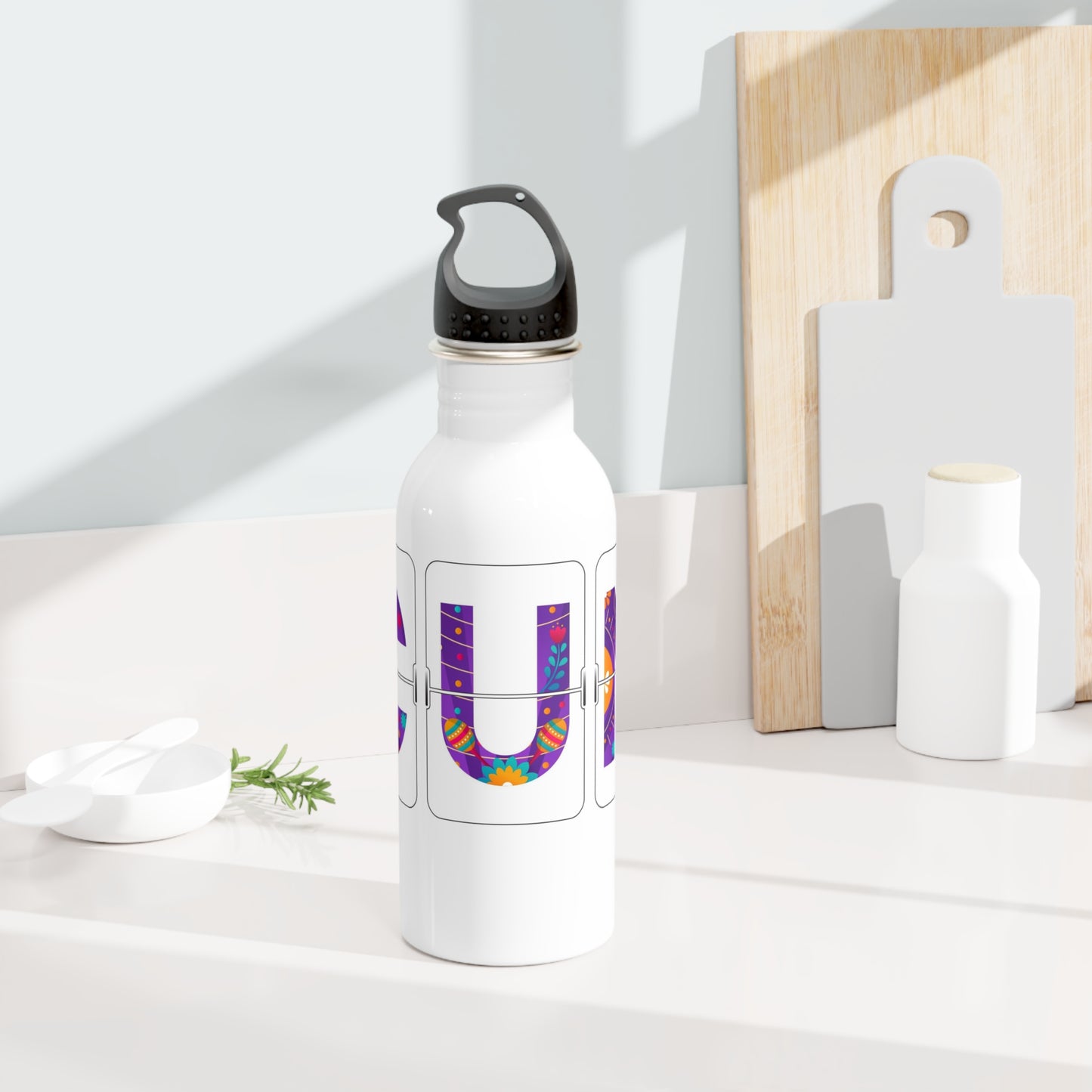 CUN - Cancun Three-Letter Code - Stainless Steel Water Bottle