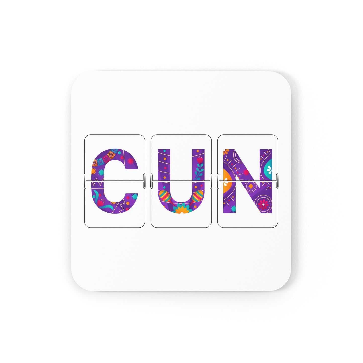 CUN - Cancun Three-Letter Code - Cork Back Coaster - Unit