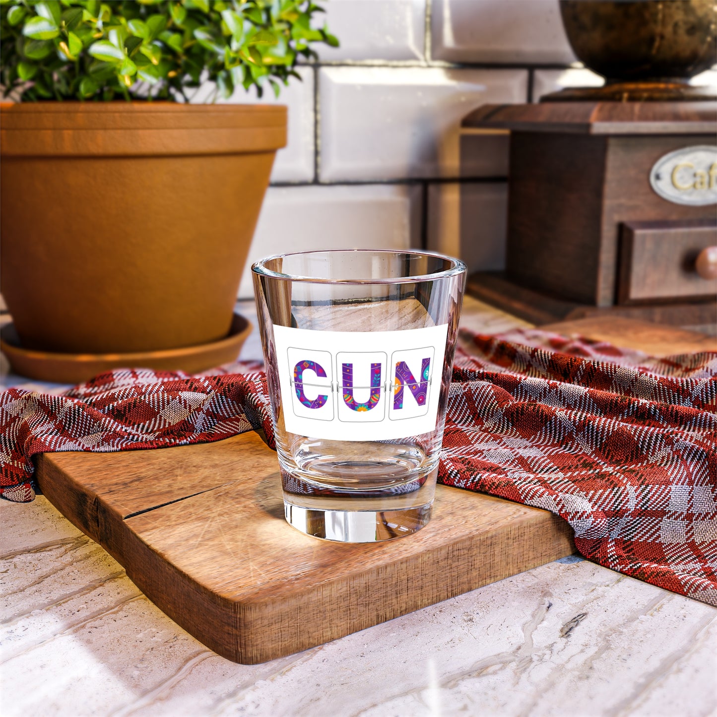 CUN - Cancun Three-Letter Code - Shot Glass, 1.5oz