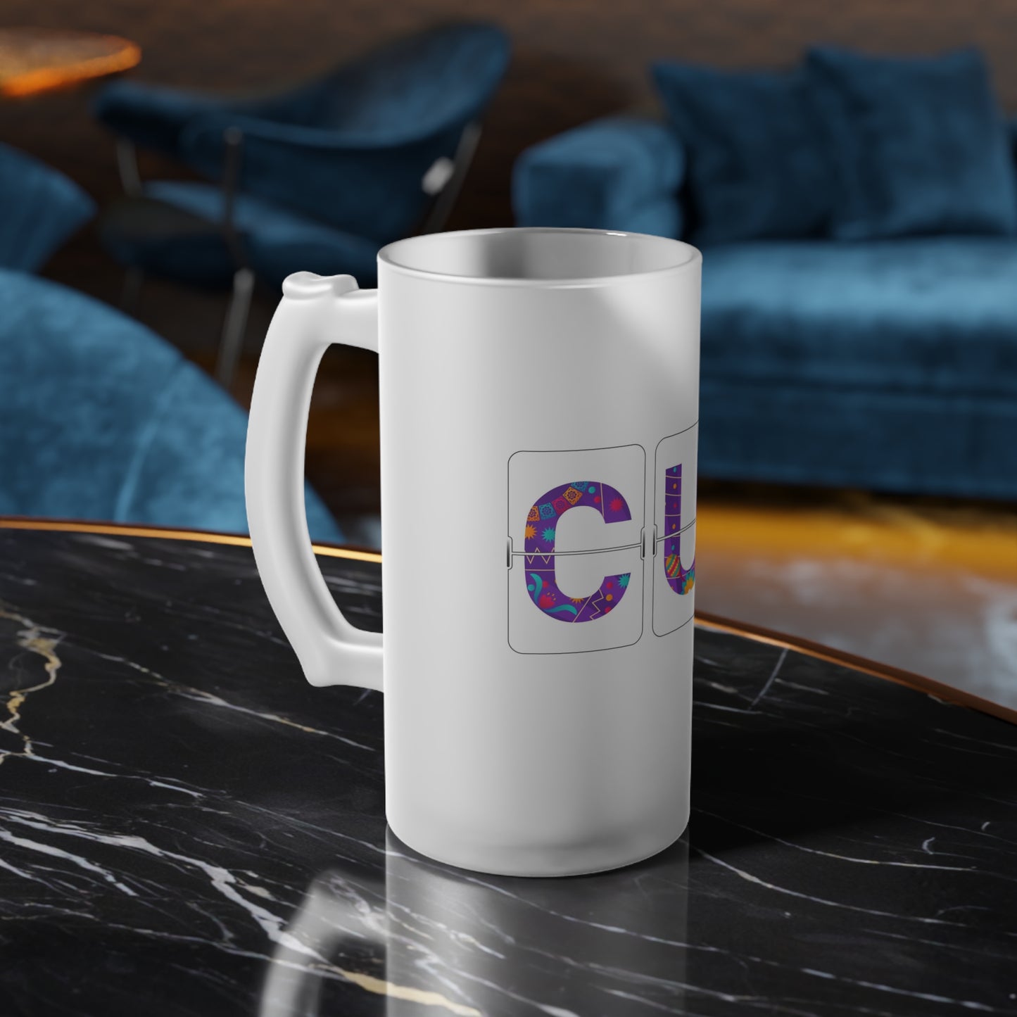 CUN - Cancun Three-Letter Code - Frosted Glass Beer Mug