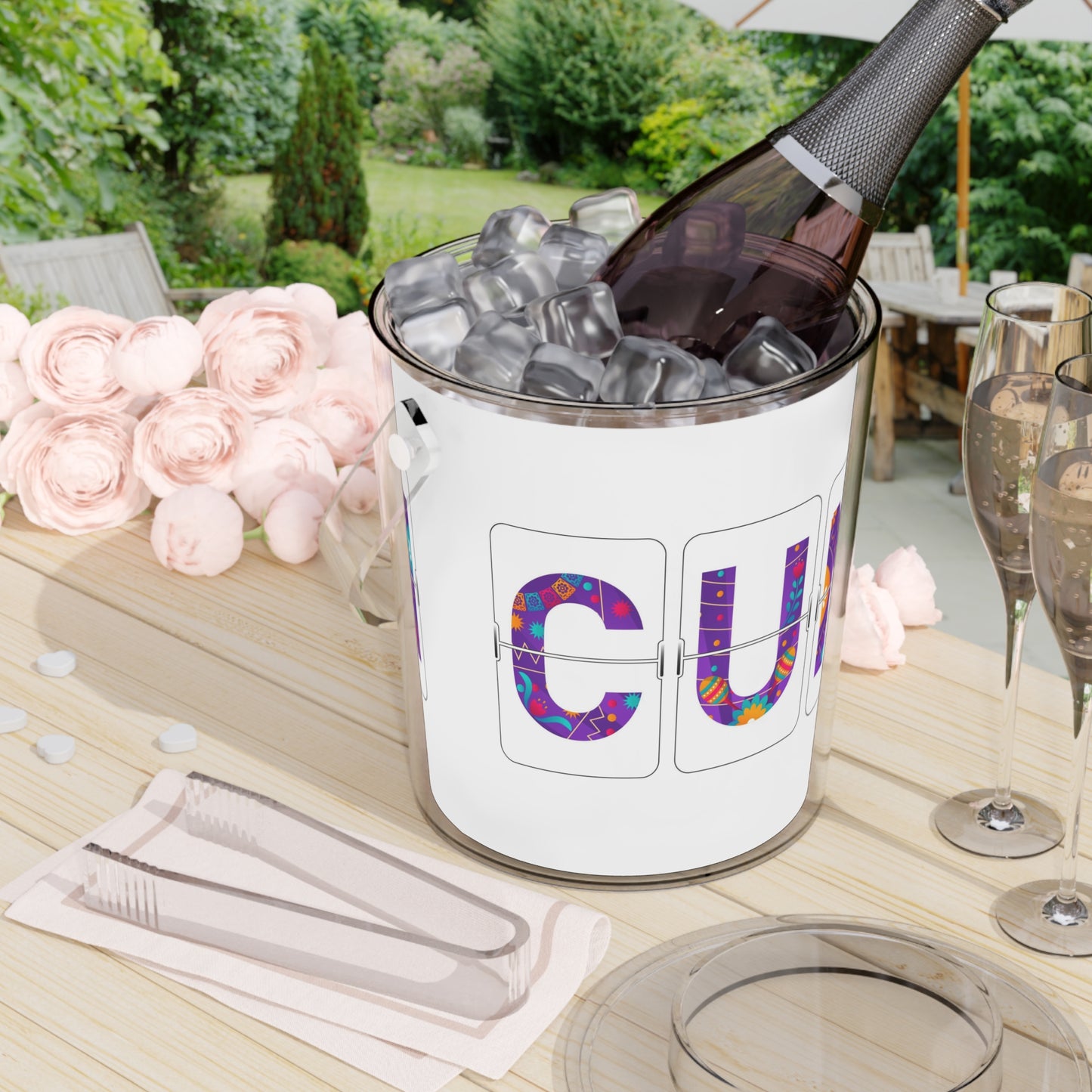 CUN - Cancun Three-Letter Code - Ice Bucket with Tongs
