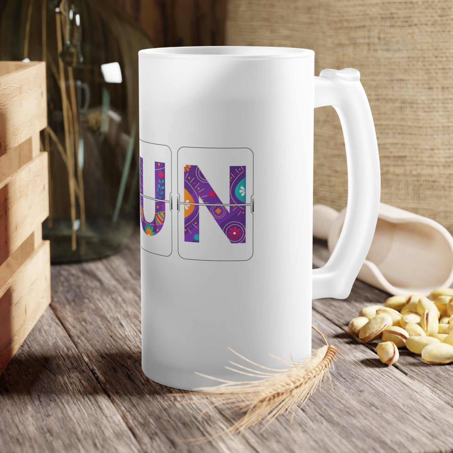 CUN - Cancun Three-Letter Code - Frosted Glass Beer Mug