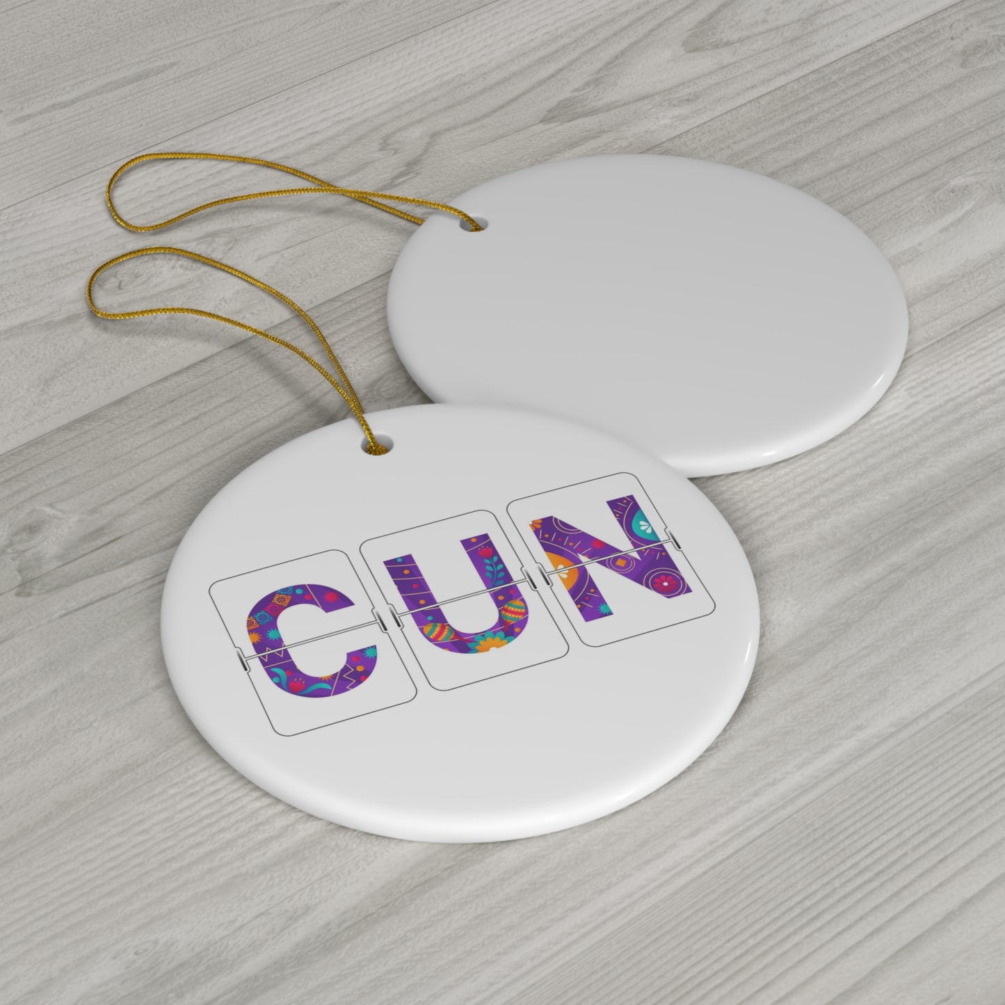 CUN - Cancun Three-Letter Code - Ceramic Ornament, 1-Pack