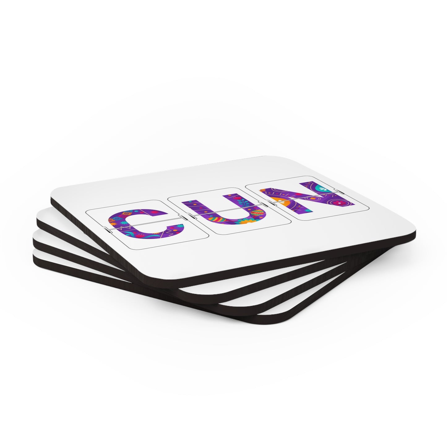 CUN - Cancun Three-Letter Code - Corkwood Coaster Set