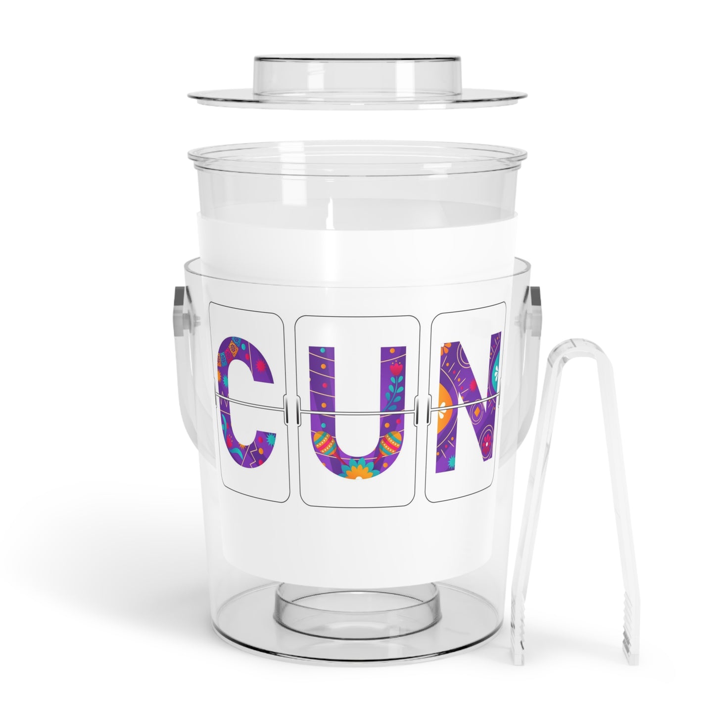 CUN - Cancun Three-Letter Code - Ice Bucket with Tongs