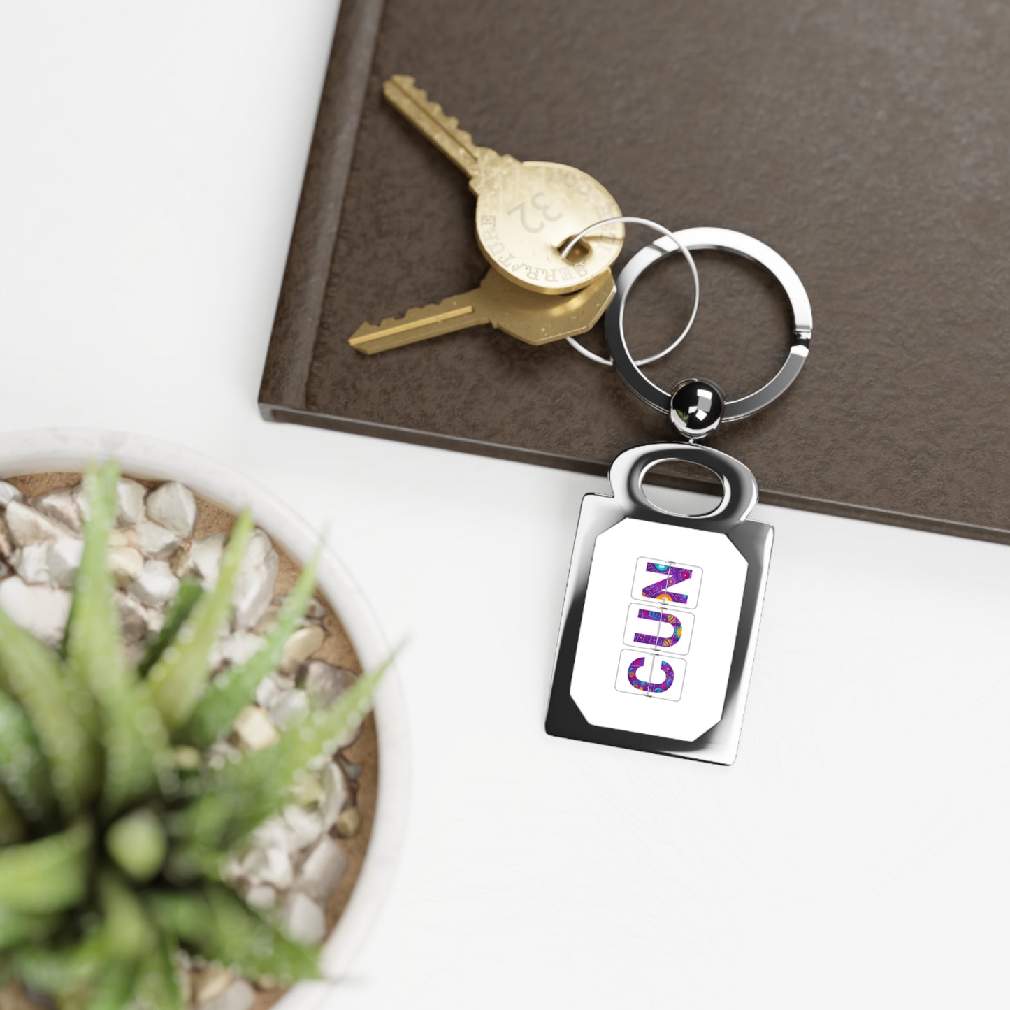 CUN - Cancun Three-Letter Code - Rectangle Keyring