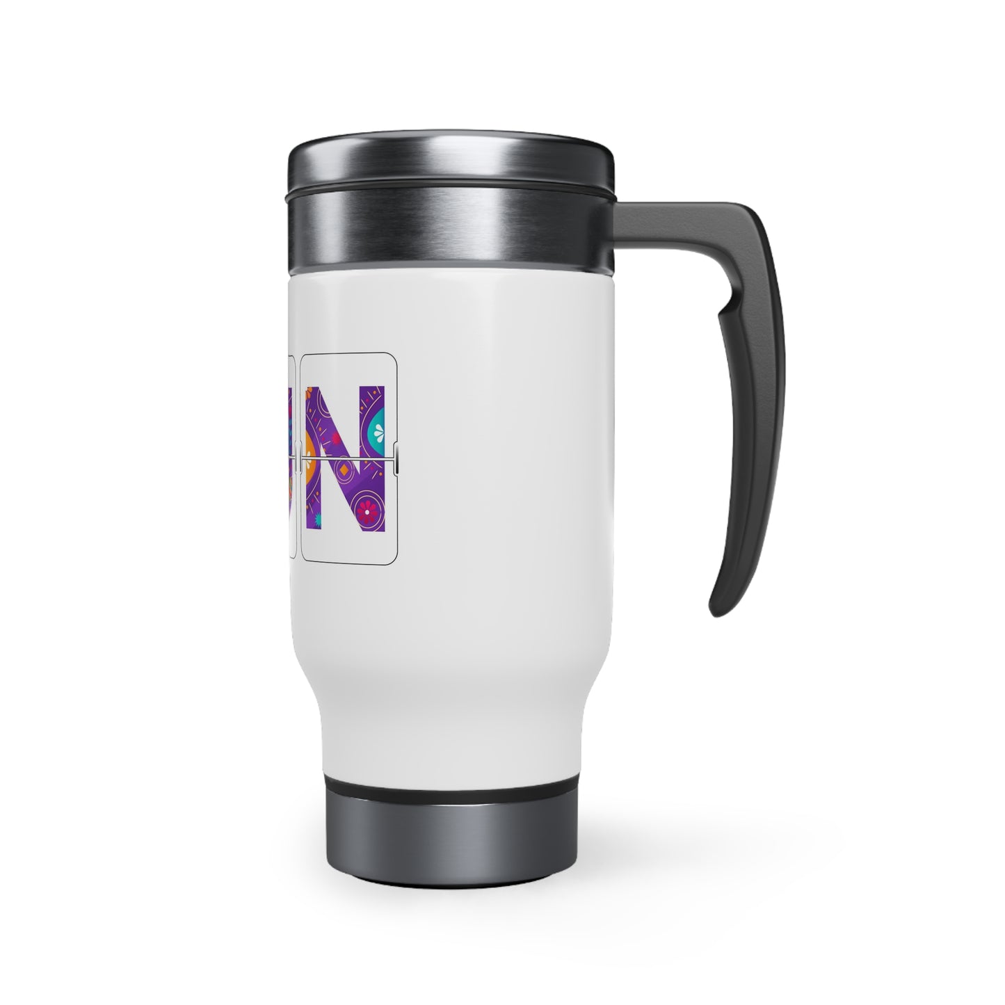 CUN - Cancun Three-Letter Code - Stainless Steel Travel Mug with Handle, 14oz