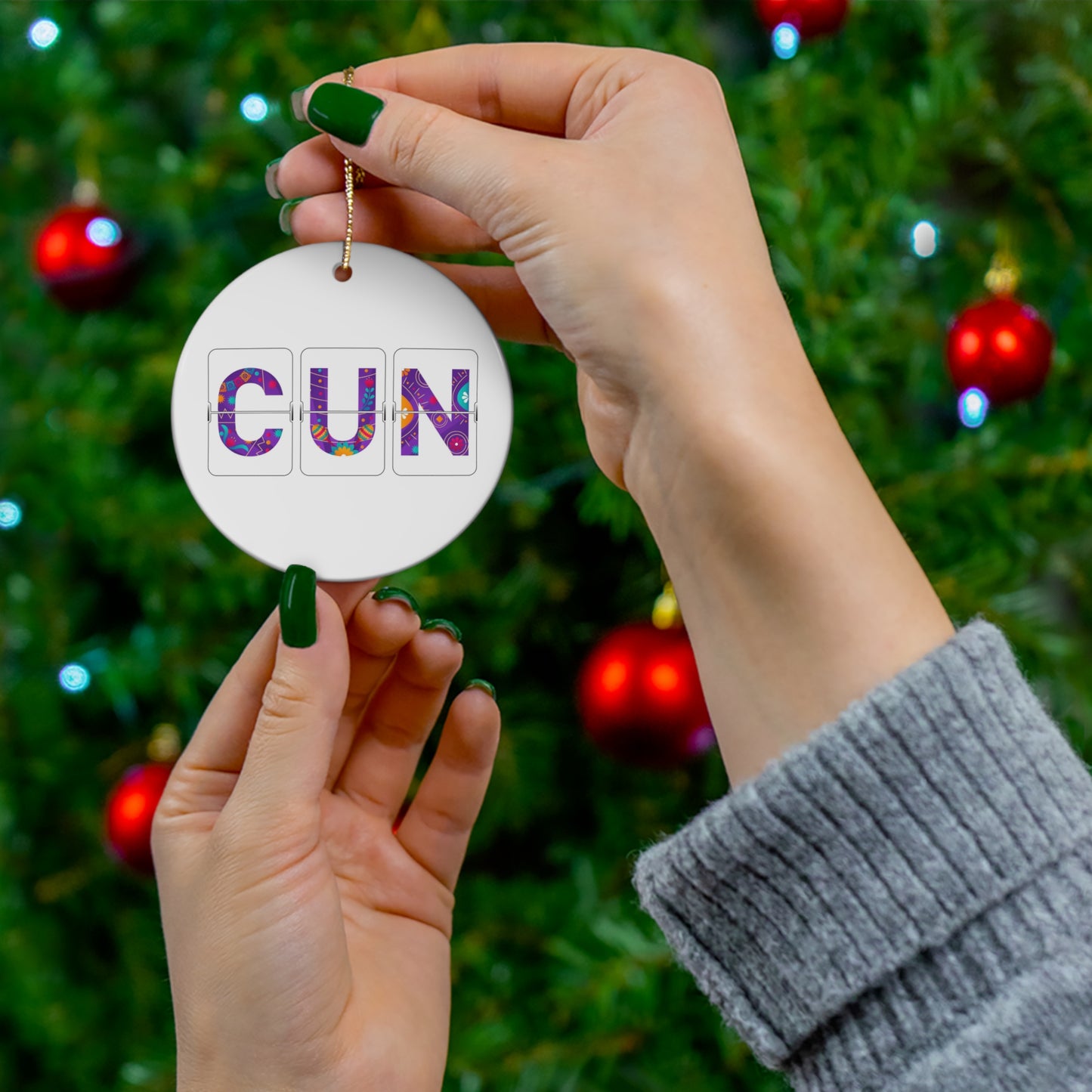 CUN - Cancun Three-Letter Code - Ceramic Ornament, 1-Pack