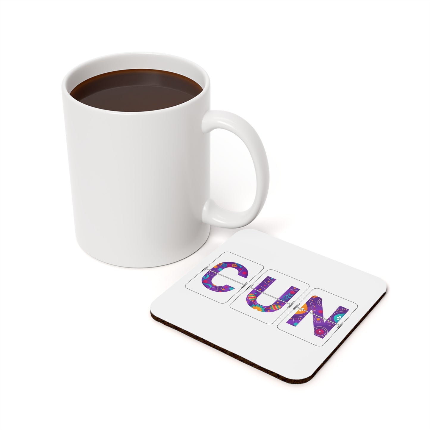 CUN - Cancun Three-Letter Code - Cork Back Coaster - Unit