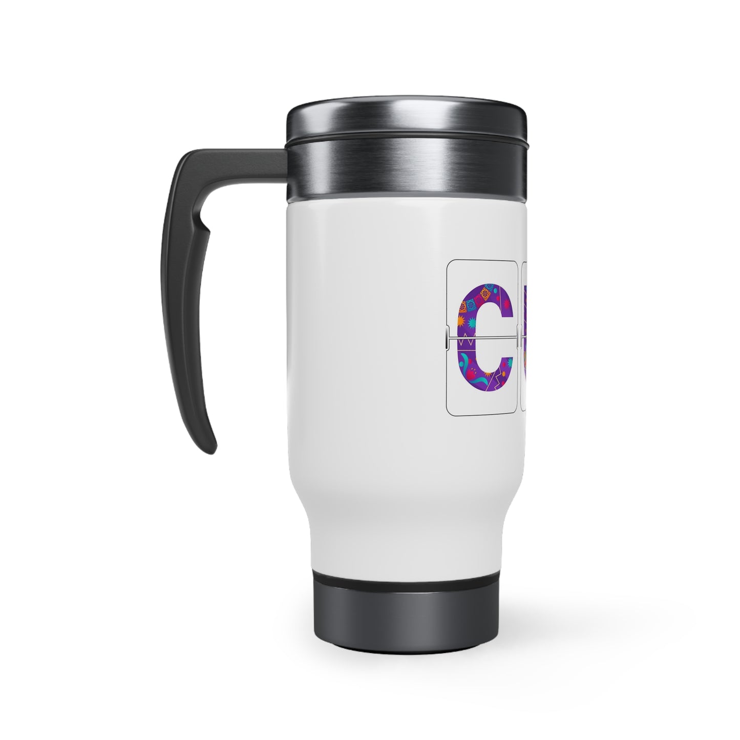 CUN - Cancun Three-Letter Code - Stainless Steel Travel Mug with Handle, 14oz