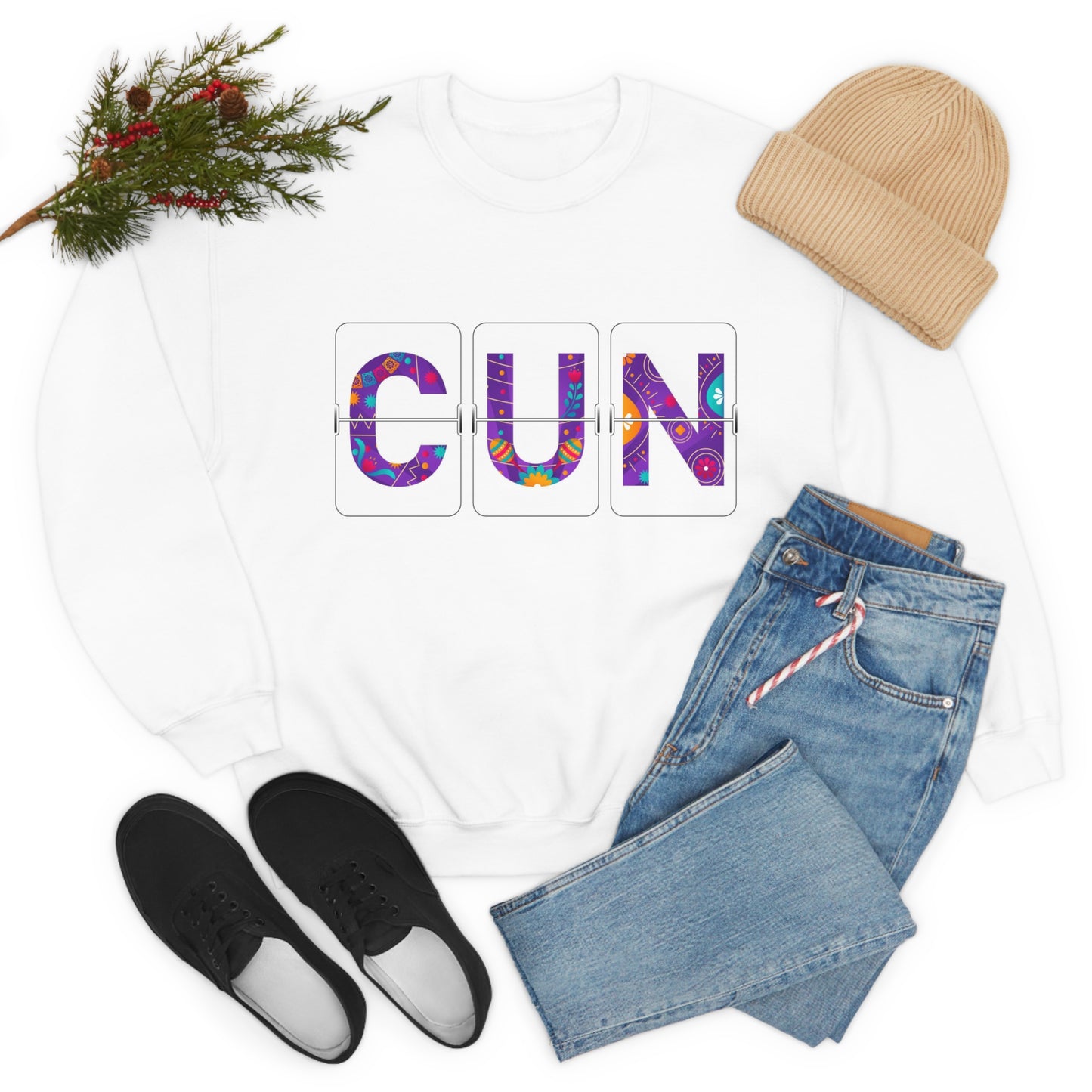 CUN - Cancun Three-Letter Code - Unisex Heavy Blend™ Crewneck Sweatshirt