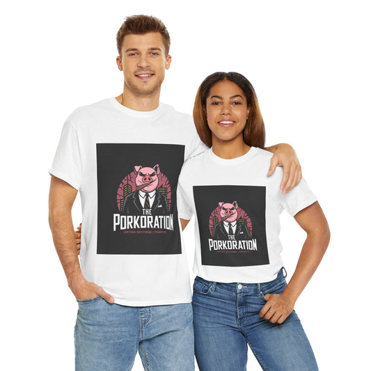Porkoration Collection - Unisex Heavy Cotton Tee with 'The Porkoration' Design, Funny Graphic Tee, Pig Lover Gift, Casual Wear, Unique T-Shirt, Humor Apparel