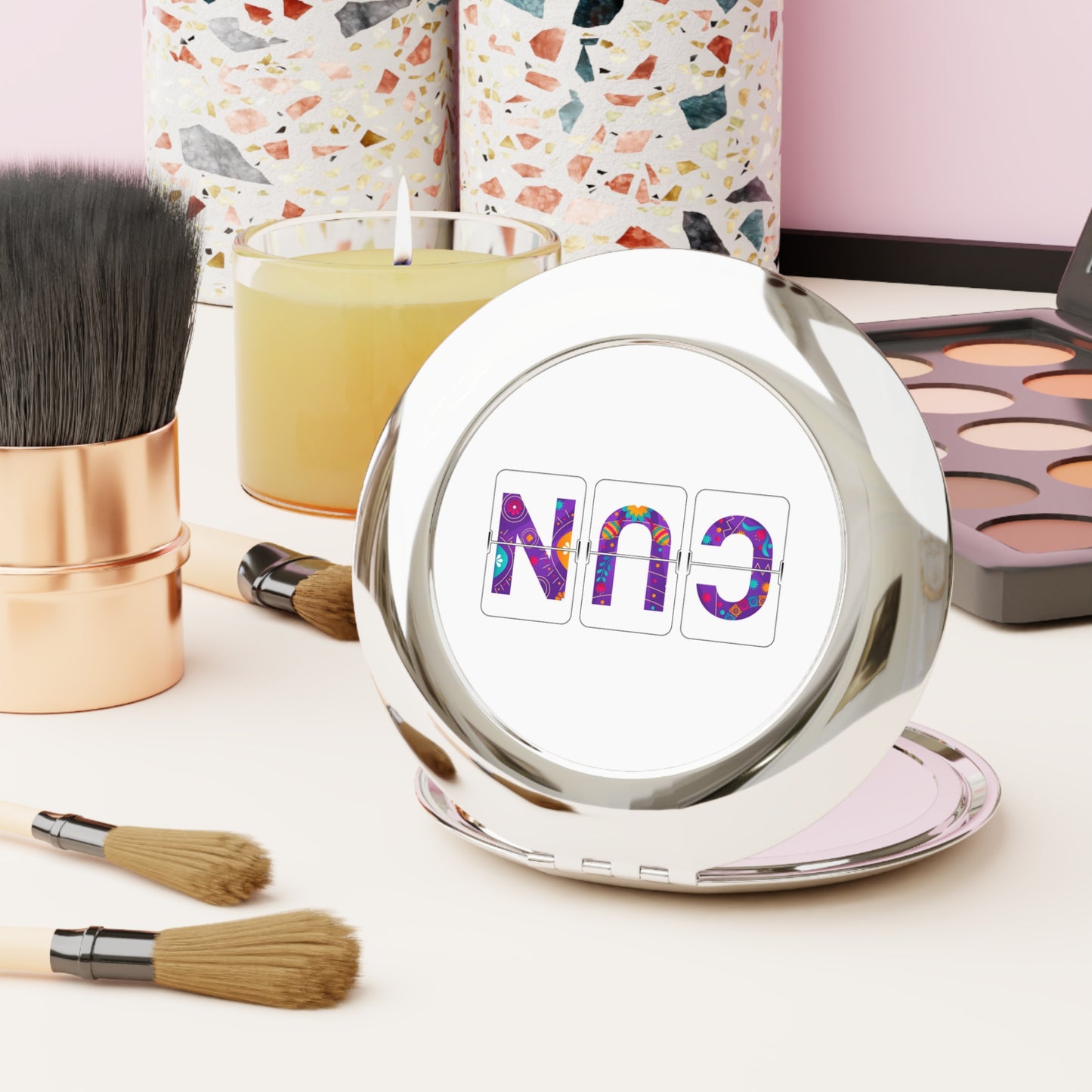 CUN - Cancun Three-Letter Code - Compact Travel Mirror