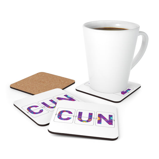 CUN - Cancun Three-Letter Code - Corkwood Coaster Set