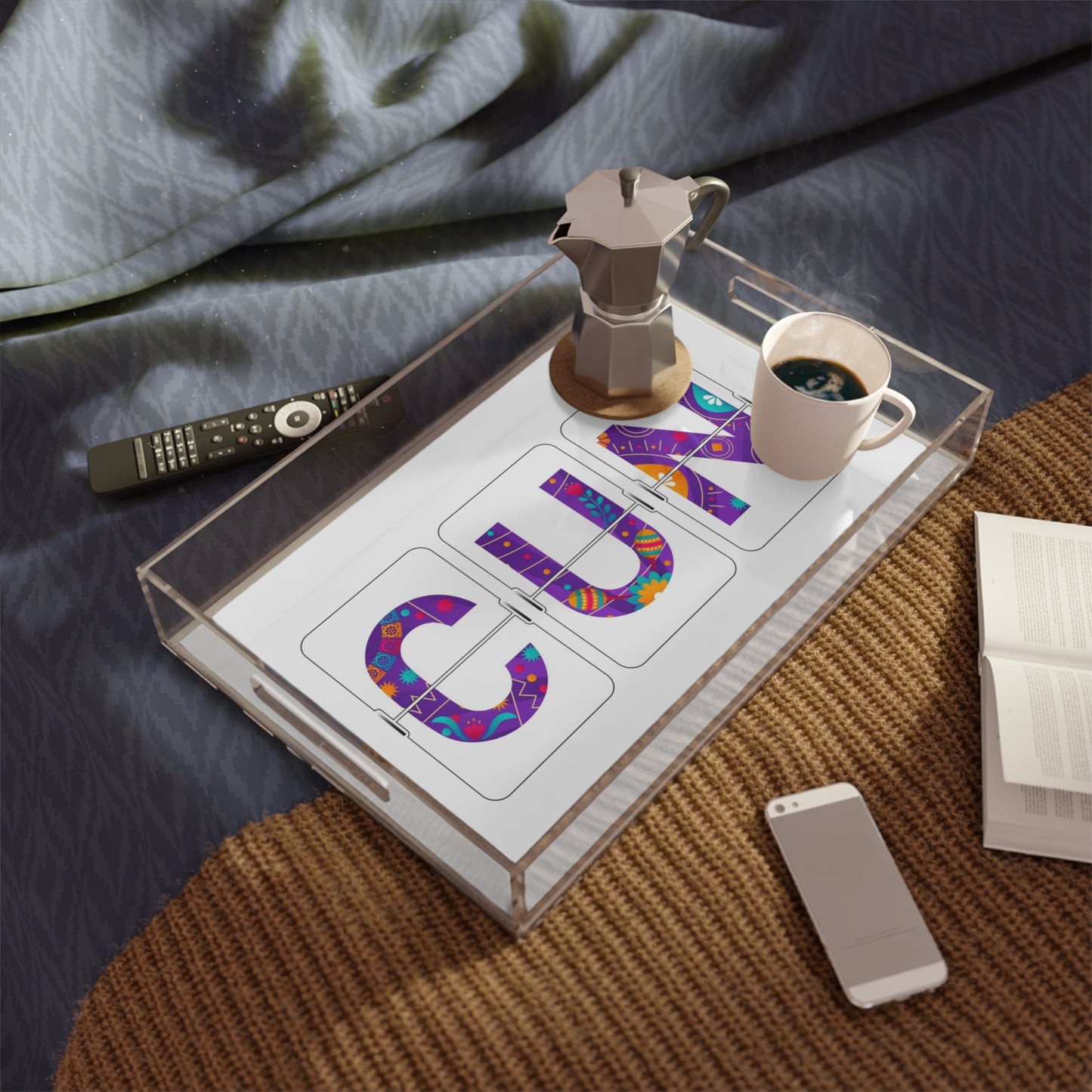 CUN - Cancun Three-Letter Code - Acrylic Serving Tray
