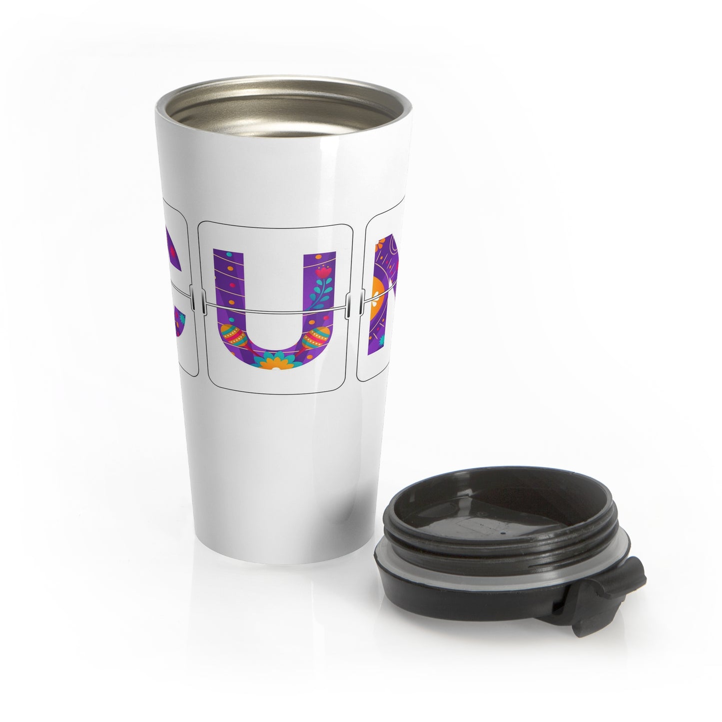 CUN - Cancun Three-Letter Code - Stainless Steel Travel Mug