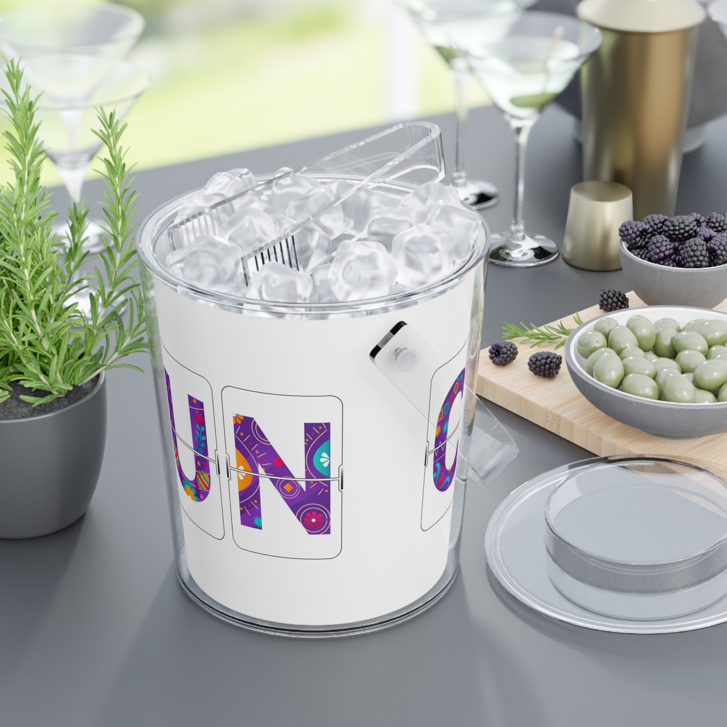 CUN - Cancun Three-Letter Code - Ice Bucket with Tongs