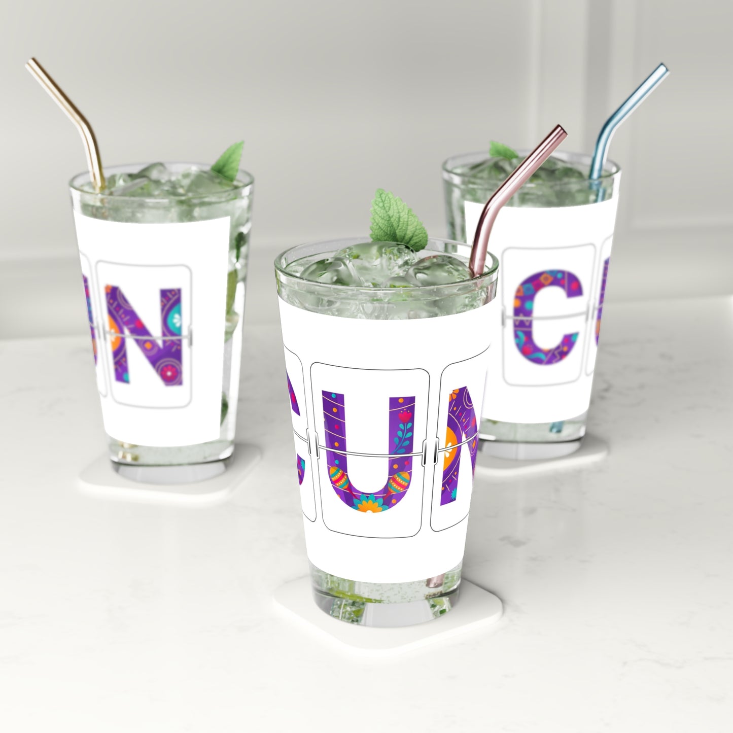 CUN - Cancun Three-Letter Code - Pint Glass, 16oz
