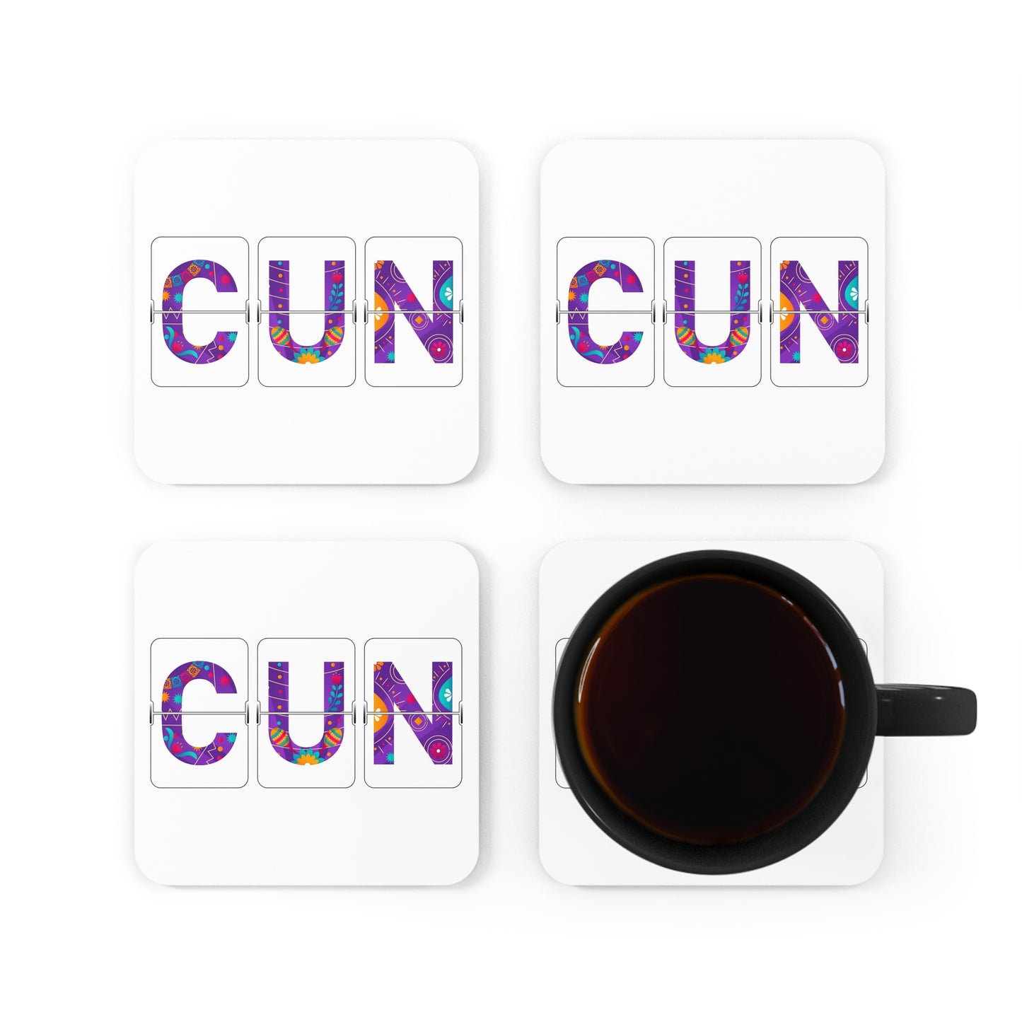 CUN - Cancun Three-Letter Code - Corkwood Coaster Set